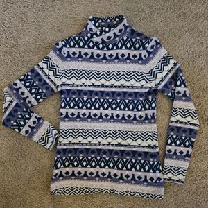 Patterned Blue and Cream Women's Sweater
